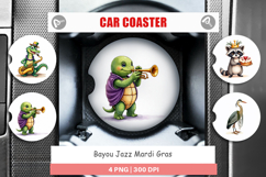 Bayou Jazz Mardi Gras Car Coaster Product Image 1