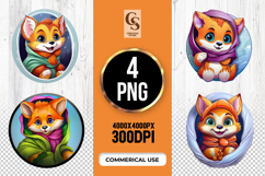 Cute Fox In Scarf Portrait Clipart Sublimation PNG Product Image 1