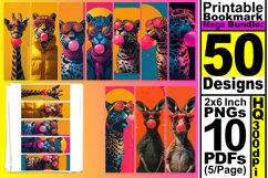 50x Funny Animals Sublimation Bookmark Bundle PNG Product Image 3