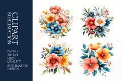 Watercolor floral flower bunch clipart sublimation png Product Image 1