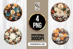 Paper Flower Wreath Wooden Decor Sublimation SVG PNG Product Image 1
