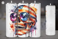 4th of July | Skull Sublimation, 20 oz Tumbler Wrap Product Image 2