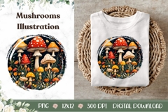 Cartoon Forest Illustration PNG, Mushrooms PNG Product Image 1