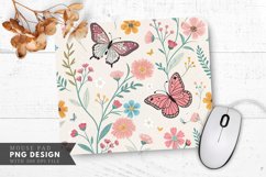 Butterfly and Flower Wrapping Paper Pattern Mouse Pad PNG Product Image 1
