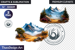 Watercolor Winter Landscape Snowy Cabin Illustration png Product Image 1