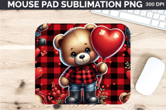 Watercolor Bear Mouse Pad Sublimation - Valentines PNG Product Image 1