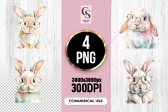 Cute Bunny with Glasses Clipart Sublimation PNG Product Image 1
