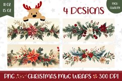 Christmas Flowers Mug Design, Poinsettia Mug Wrap Product Image 1