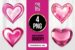 Pink Glossy Heart Shape Clipart Sublimation PNG Product Image 1