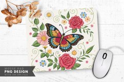 Butterfly Floral Cross Stitch Mouse Pad PNG Design Product Image 1