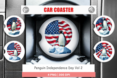 Car Coaster Penguin 4th of July Product Image 1