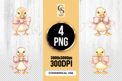 Watercolor Duckling with Sparkle Bow Clipart Sublimation PNG Product Image 1