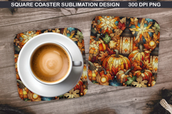 Pumpkin Coaster Sublimation, Halloween Coaster PNG Design Product Image 1