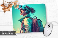 Virtual Adventure Awaits Amazed Character Mouse Pad PNG Product Image 1