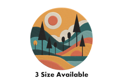 Retro Mountain Landscape Embroidery Design Product Image 1
