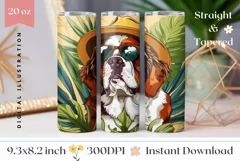 Tropical Tumbler Wrap, Saint Bernard Dog Tumbler Design Product Image 1