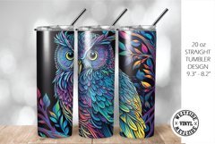TUMBLER DESIGN BRIGHT COLOURED OWL - SUBLIMATION FILE Product Image 1