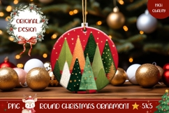 Red Christmas Ornament Print, Winter Round Ornament Product Image 1