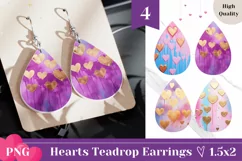 Love Hearts Teardrop Earrings, Golden Hearts Earrings PNG Product Image 1