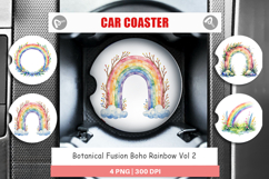 Botanical Boho Rainbow Car Coaster Product Image 1