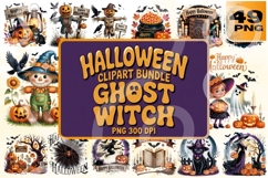 Halloween Ghost Witch Clipart Bundle - 300 DPI Product Image 1