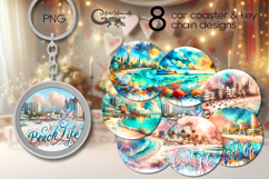 Beach Life | 8 summer Car coaster &amp; key chain designs Product Image 1