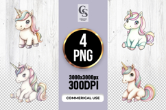 Watercolor Cute Unicorn Clipart Sublimation PNG Product Image 1