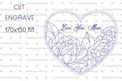 Mothers day heart laser cut, Love you mom svg Product Image 2