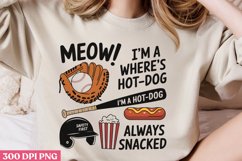 Meow! I&#039;m a Where&#039;s PNG, Baseball Mama Sublimation PNG Product Image 2