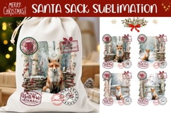 Watercolor Christmas Fox Santa Sack, Christmas Santa Sack Product Image 1