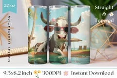 Funny Cow Tumbler Sublimation, Cow Sublimation Tumbler PNG Product Image 1