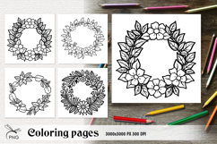 Floral wreath coloring pages Product Image 1