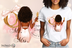 Mr And Mrs Curly Bride PNG Wedding Clipart Sublimation Product Image 2