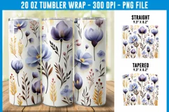 Iris Floral Tumbler Wrap | Floral Tumbler Sublimation Product Image 1