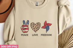 PEACE LOVE FREEDOM PNG, Memorial Day Sublimation PNG Product Image 2
