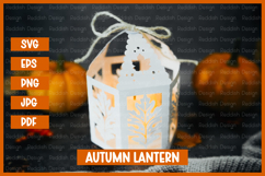 Autumn lantern SVG I Fall candle Paper cut SVG Product Image 2