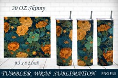 Skinny tumbler wrap with flowers, Floral tumbler 20 oz png Product Image 1