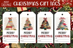 Patchwork Christmas Tree Gift Tags, Christmas Tags Designs Product Image 1