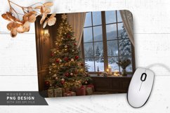 Vintage Holiday Tree with Snowy Scenery Mouse Pad PNG Design Product Image 1