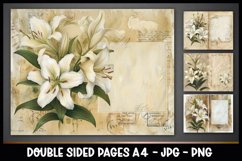 4 Vintage Double Sided Junk Journal Page I Lily Flowers Product Image 1