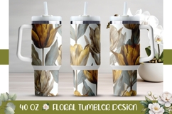 Gold Tulips Tumbler, Floral 40 Oz Tumbler Template Product Image 1