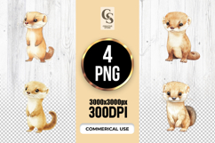 Cute Ferret Watercolor Clipart Sublimation PNG Product Image 1