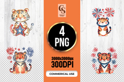 Patriotic Cute Tiger Clipart PNG Product Image 1