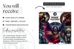 Viking Valkyrie Warrior Clipart, Norse Maiden, celtic PNG Product Image 2