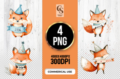 Cute Fox Party 2026 Clipart Sublimation PNG Product Image 1
