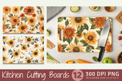 Boho Daisy Sunflowers Cutting Boards sublimation Design Product Image 1