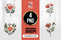 Soft Coral Heart Florals PNG Product Image 1