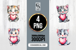 Cute Kitten Heart Clipart Sublimation PNG Product Image 1