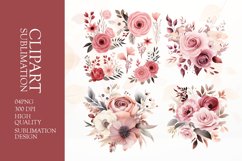 Watercolor flower bouquet clipart sublimation png Product Image 1