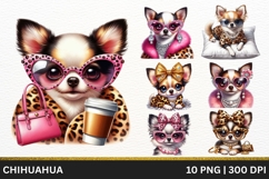 Glam Chihuahua Clipart 10 PNG Fashion Dog Illustrations Product Image 1